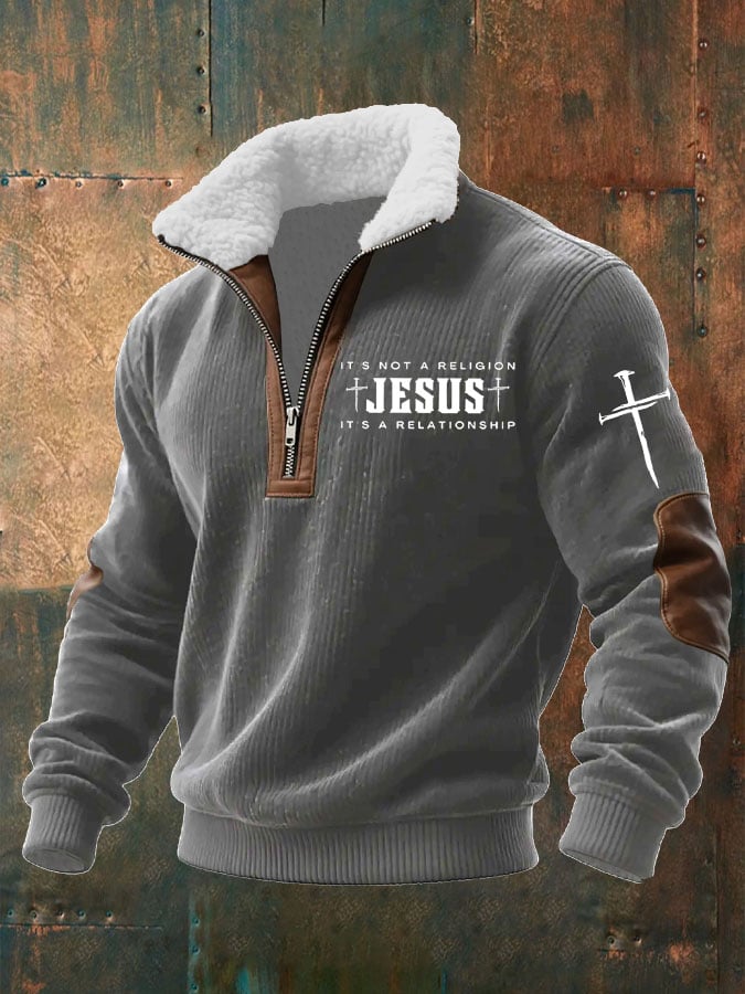Men's Faith “IT'S NOT A RELIGION IT'S A RELATIONSHIP”Textured Sweatshirt