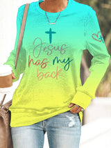 Women's Jesus Has My Back Print  Sweatshirts