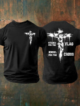 🔥Buy 3 Get 15% Off🔥Men's Stand For The Flag Kneel For The Cross Printed Casual T-Shirt