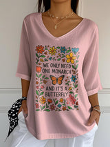 🔥Buy 3 Get 15% Off🔥V-Neck Retro We Only Need One Monarch And It's A Butterfly Print T-Shirt