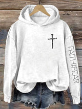 Women'S Faith over Fear Cool Christian Graphic Print Hoodie