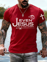 Men's Jesus Also Told The Story Of The Fish Printed T-Shirt