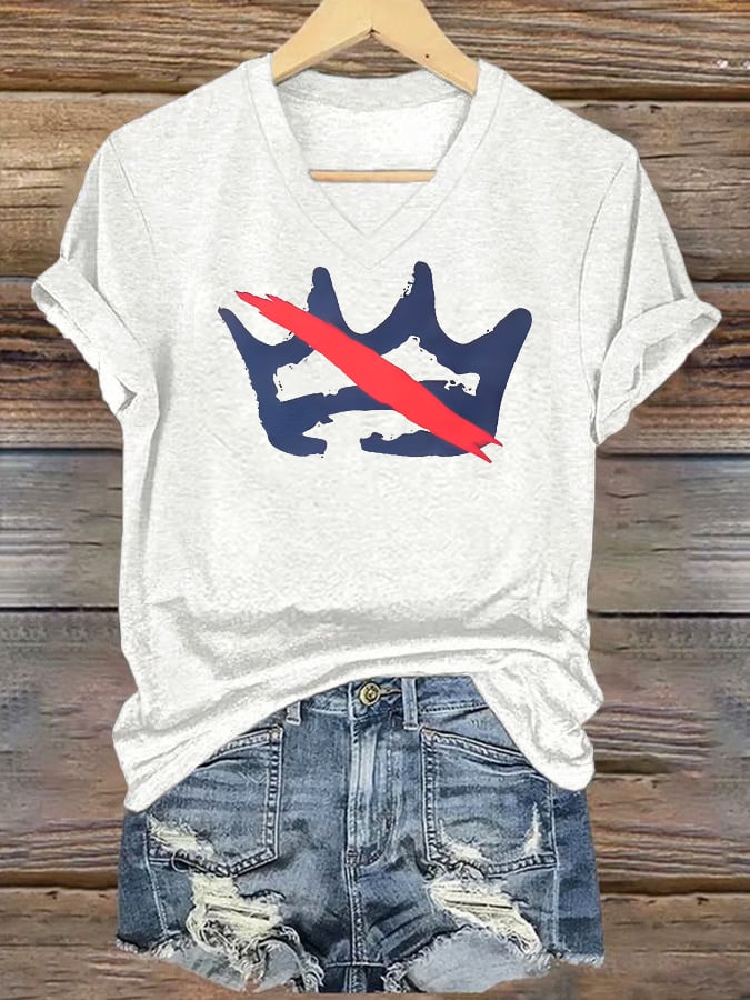 🔥Buy 3 Get 15% Off🔥V-neck Women's  America has no kings Printed Casual T-Shirt