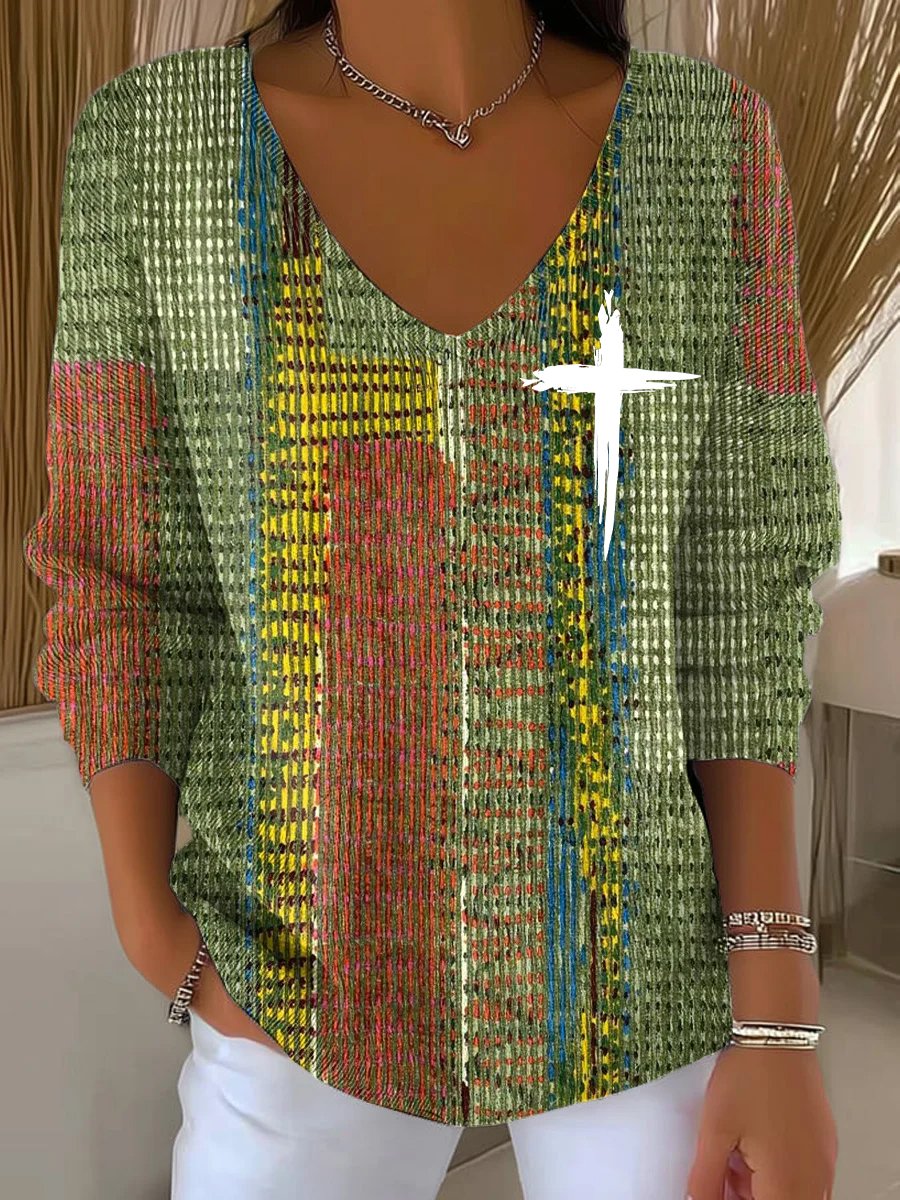 Women's Faith Art Print Drop Shoulder Sweater