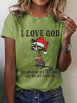 I Love God Christian Christmas T-Shirt