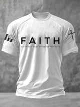 Men's Faith Cross Printed Casual T-Shirt