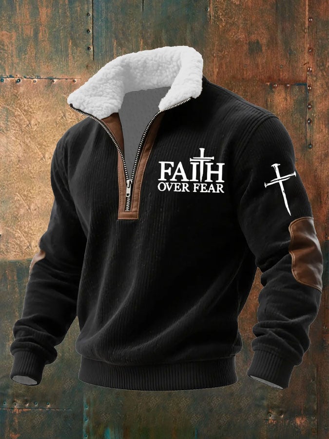 Men's Faith “FAITH OVER FEAR”Textured Sweatshirt