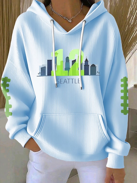 Women's Rugby Print Casual Hoodie