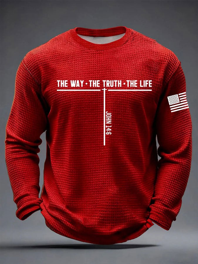 Men's Casual Faith Printed Long-Sleeved Top
