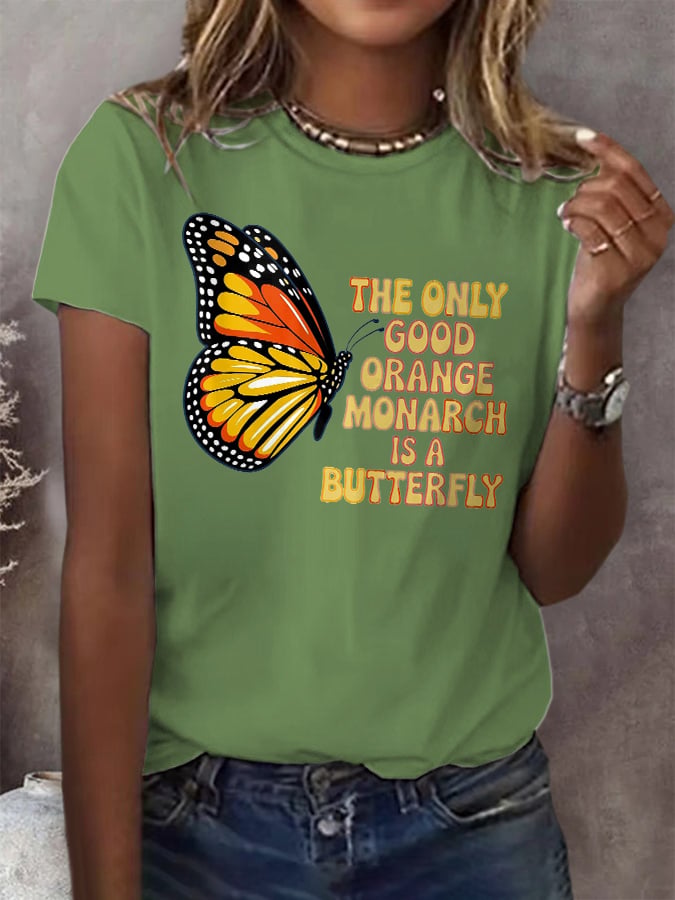 🔥Buy 3 Get 15% Off🔥Retro The Only Good Orange Monarch Is A Butterfly Print T-Shirt