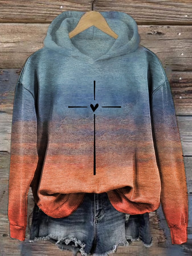 Women's Christian Cross Printed Hoodie