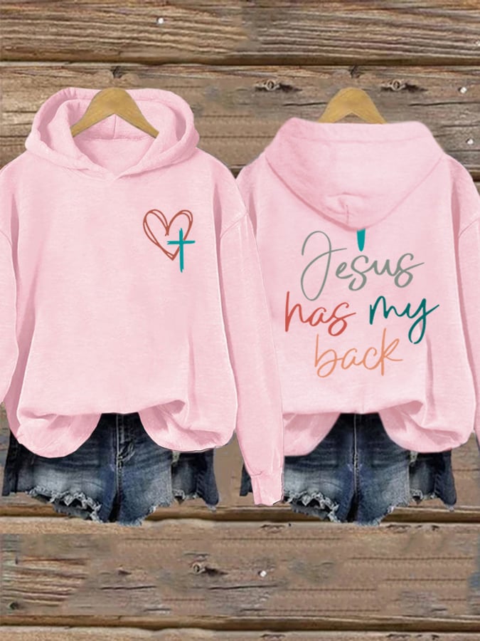 Women's Jesus Has My Back Print  Sweatshirts