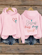 Women's Jesus Has My Back Print  Sweatshirts