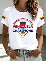Women's Venezuela Baseball Champion Print Short-Sleeve T-Shirt