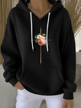 Women's Faith Striped Casual Hooded Sweatshirt