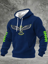 Men's Football Printed Plaid Fabric Hooded Sweatshirt
