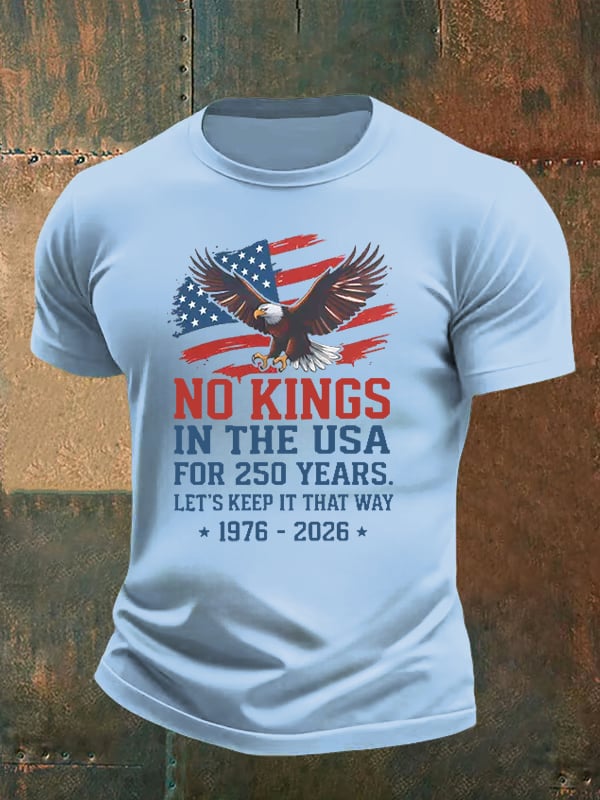 🔥Buy 3 Get 15% Off🔥Men's   No Kings USA Patriotic Tee ,250 Years of Democracy printed T-shirt