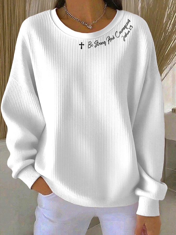 Women's Casual Faith Textured Sweatshirt