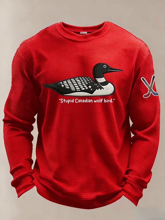 Men's Stupid Canadian wolf bird  Print Long-Sleeved T-Shirt