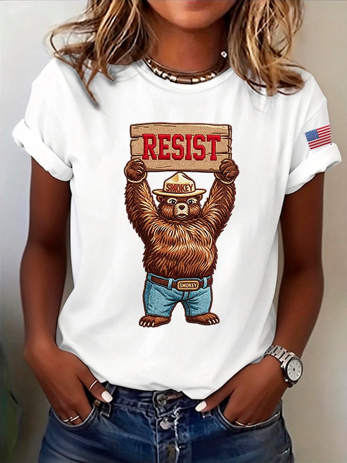 Women's Retro Resist Save The Forest Service Print T-Shirt