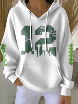 Women's Rugby Print Casual Hoodie