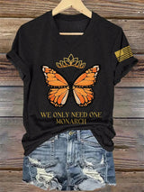 🔥Buy 3 Get 15% Off🔥V-Neck Retro No Kings We Only Need One Monarch Butterfly  Print T-Shirt