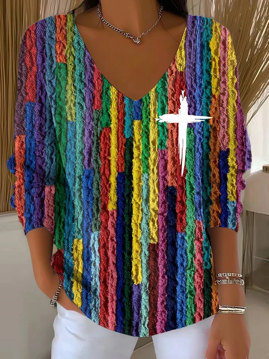 Women's Faith Art Print Drop Shoulder Sweater