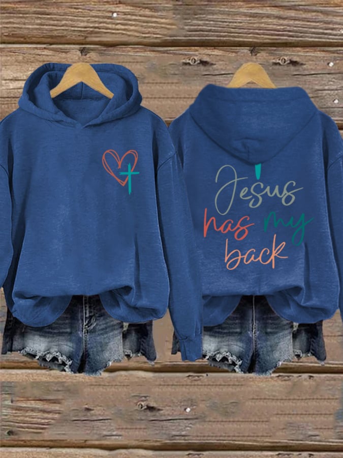 Women's Jesus Has My Back Print  Sweatshirts