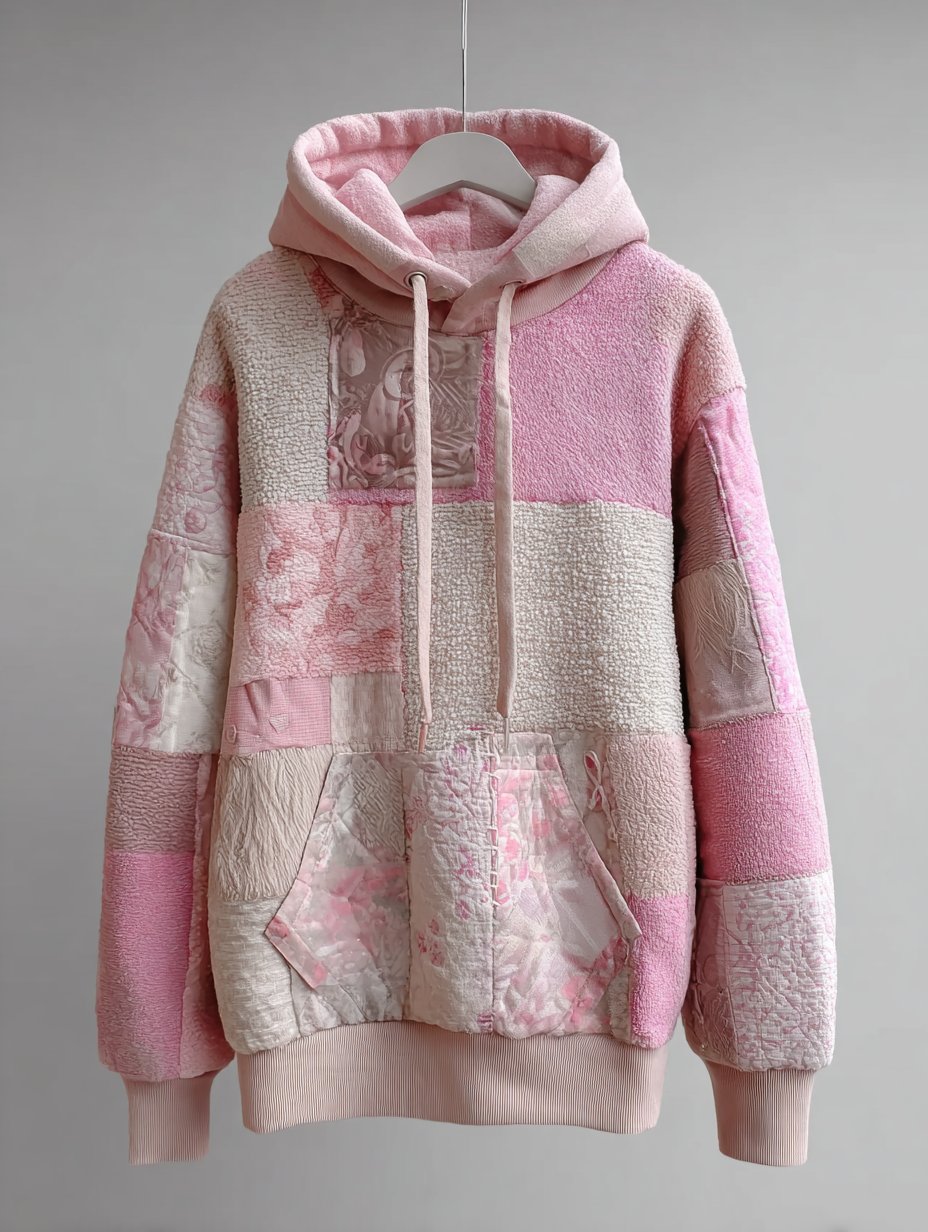 Women's Breast Cancer Patchwork Art Print Sweatshirt