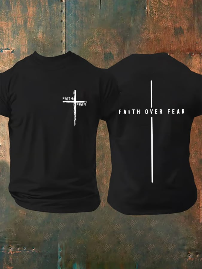 🔥Buy 3 Get 15% Off🔥Men's Faith Over Fear Printed Casual T-Shirt
