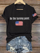 V-Neck Retro Be The Turning Print T-Shirt