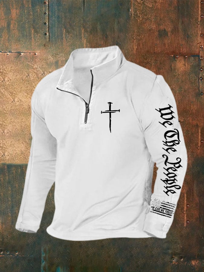 Men's Vintage Faith Cross Print Sweatshirt