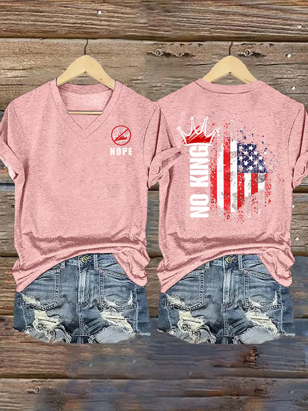 🔥Buy 3 Get 15% Off🔥Women's  NOPE No King American Flag  Print T-Shirt