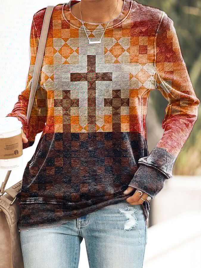 Women's Autumn Casual Faith Long Sleeve Sweatshirt