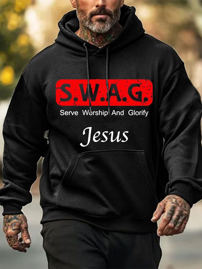 Men's Serve Worship And Glorify Printed Hoodie