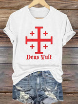 Jerusalem Cross Deus Vult Cotton T-shirt