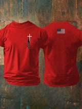 🔥Buy 3 Get 15% Off🔥Men's Faith Cross Flag Print Casual T-shirt