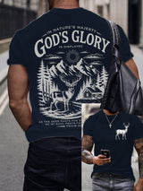 Men's Retro Faith Fishing Hunting Print T-Shirt