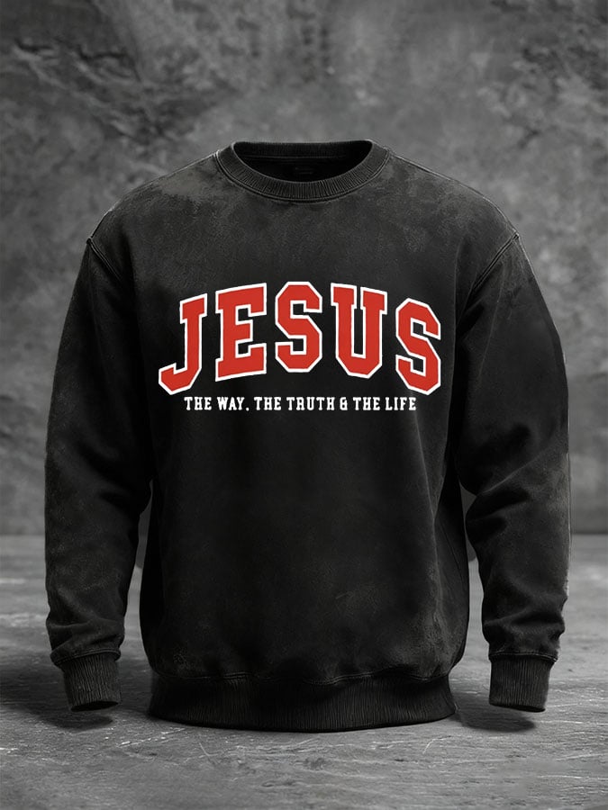 Men's JESUS THE WAY. THE TRUTH & THE LIFE. Print Casual Sweatshirt