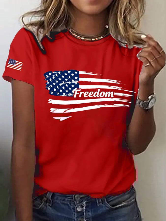 Women's Freedom Print Casual T-Shirt
