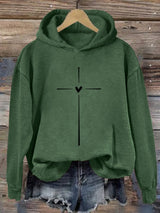 Women's Christian Cross Printed Long Sleeve Hoodie
