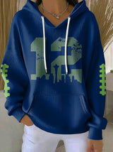 Women's Rugby Print Casual Hoodie
