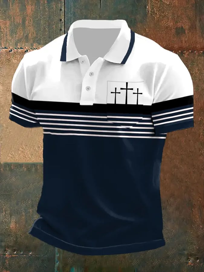 🔥Buy 3 Get 15% Off🔥Men's Retro Faith  Casual Printed With Pocket Polo Shirt