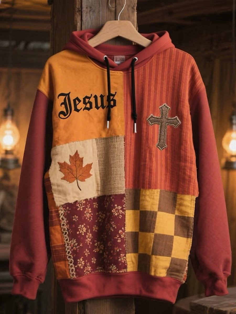 Women's Retro Autumn Maple Leaf Floral Art Faith Print Sweatshirt