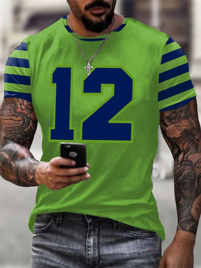 Men's Rugby Print Casual T-Shirt