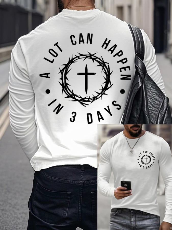 🔥Buy 3 Get 15% Off🔥Men's Raven's A Lot Can Happen In 3 Days  Printed Long Sleeve Top