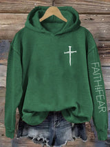 Women'S Faith over Fear Cool Christian Graphic Print Hoodie