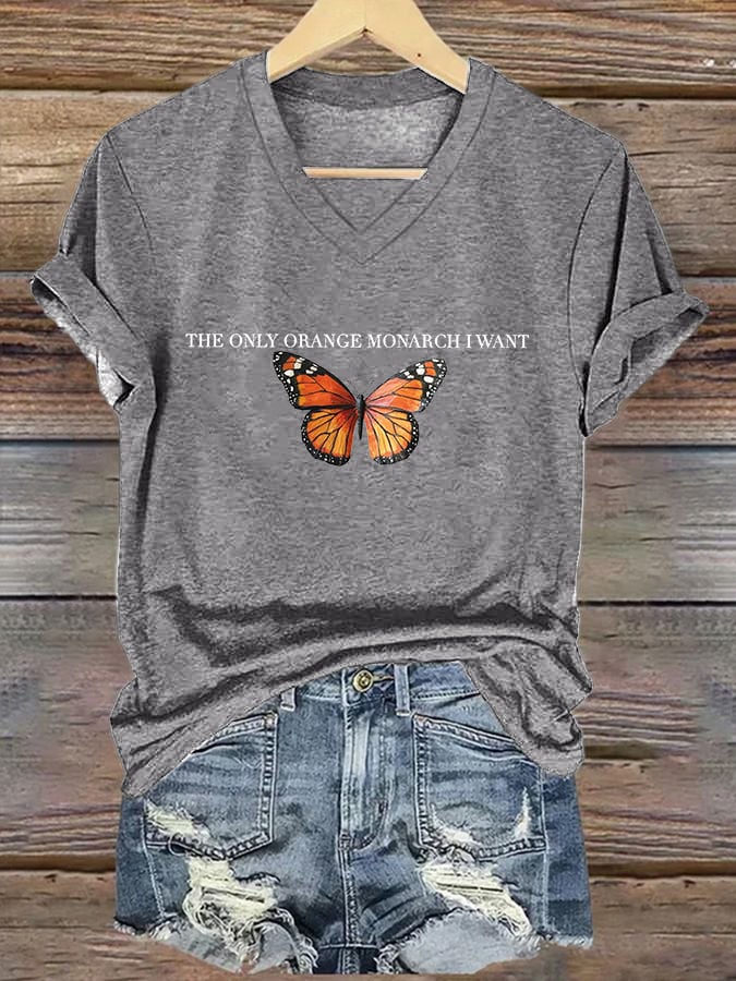 🔥Buy 3 Get 15% Off🔥V-Neck Retro We Only Need One Monarch And It's A Butterfly Print T-Shirt