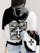 Women's Retro Faith Fishing Hunting Print Hoodie