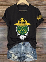 V-Neck Retro Resist Save The Forest Service Print T-Shirt